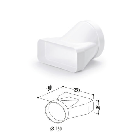 Adapter – rreth në kënddrejtë - COMPAIR FLOW 150, kodi:4043006