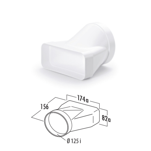 Adapter – rreth në kënddrejtë  - COMPAIR FLOW 125, kodi:4033014