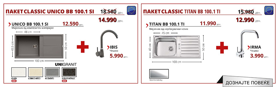 ПАКЕТ CLASSIC UNICO BB 100.1 SI & ПКАЕТ CLASSIC TITAN BB 100.1 TI